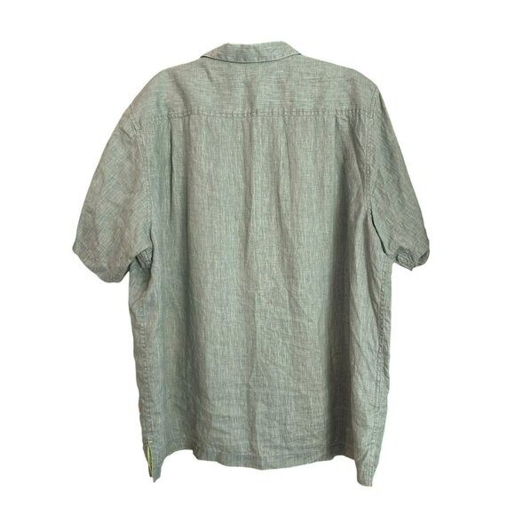 Tommy Bahama Mens Green Linen Button-Up Shirt XL Short Sleeve Camp Collar Summer - Picture 4 of 5